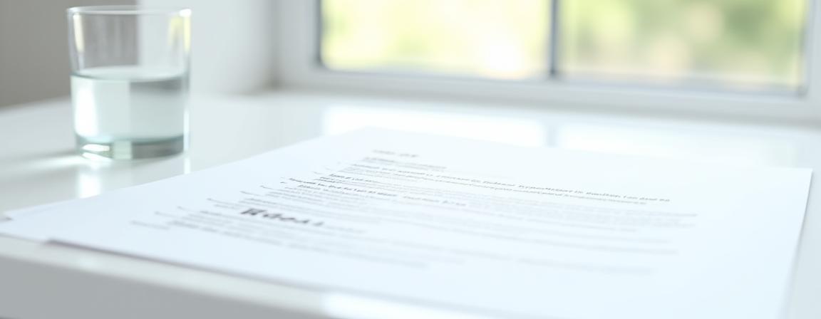 Close up of a professional water delivery contract on a clean white desk